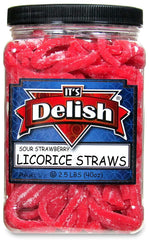 Sour Strawberry Licorice Straws 2.5 LBS (40 Oz) Jumbo Jar