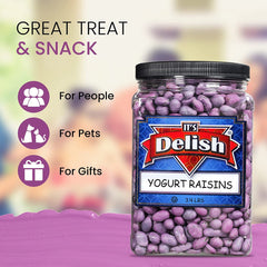 Purple Yogurt Covered Raisins by It's Delish, 3 LBS Jumbo Container | Kosher Dairy-Free Jumbo Yogurt Covered Fruit for Snacking | Dried Raisins Coated in Yogurt-Flavored Shell Snack Treats
