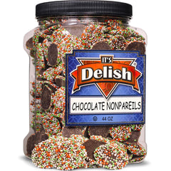 Christmas Dark Chocolate Nonpareils Candy  48 Oz  Container