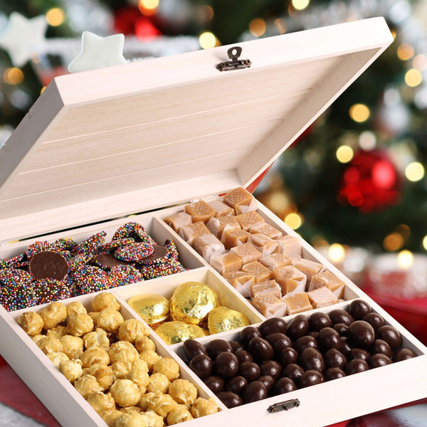 Classy Candy Gift Tray | Wood Gift Basket with Lid – Its Delish