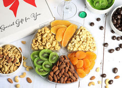 Gourmet Salted Nuts & Dried Fruit Assortment Gift Tray 6-Pt
