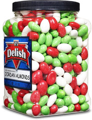 White, Red & Green Jordan Almonds 3.5 lbs. Jumbo  Jar