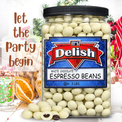 White Chocolate Espresso Beans, 3 Lbs Jumbo Reusable