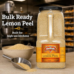 Dried Lemon Peel by It's Delish – 6 LBS Bulk Restaurant Gallon Jug | Granulated Citrus Zest for Baking, Lemon Bars, Tea Blends, Marinades & Cocktails – All Natural, Kosher Pareve