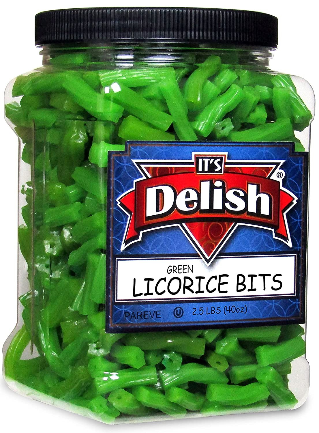 Apple Green Licorice Bits  2.5 LBS (40 Oz) Jumbo Container Jar