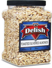 Gourmet Toasted Slivered Almonds by It's Delish – 34 OZ (2.1 lbs) Bulk Reusable Jumbo Container - Premium Oven Fresh Dry Roasted – Healthy Snack, Topping for Salad, Desserts & Yogurt – Kosher Certified