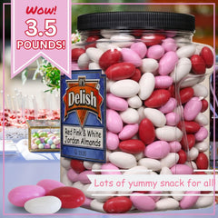 Red Pink & White Jordan Almonds Mix | 3.5 LBS Jumbo Container