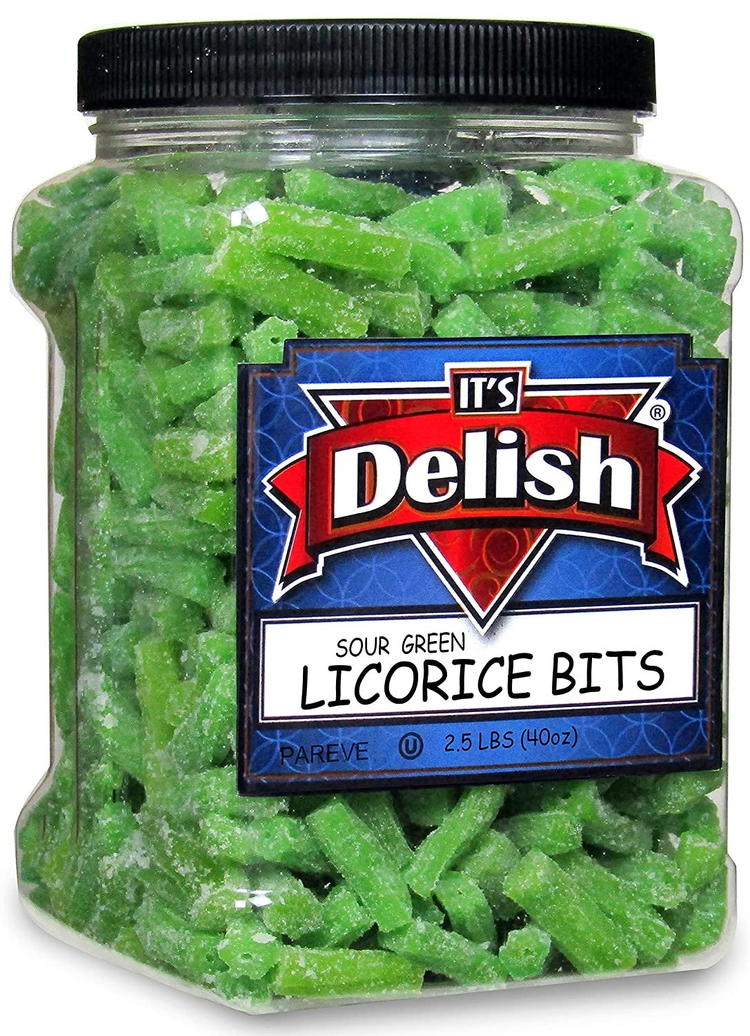 Sour Apple Green Licorice Bits  2.5 LBS  Jumbo Container Jar