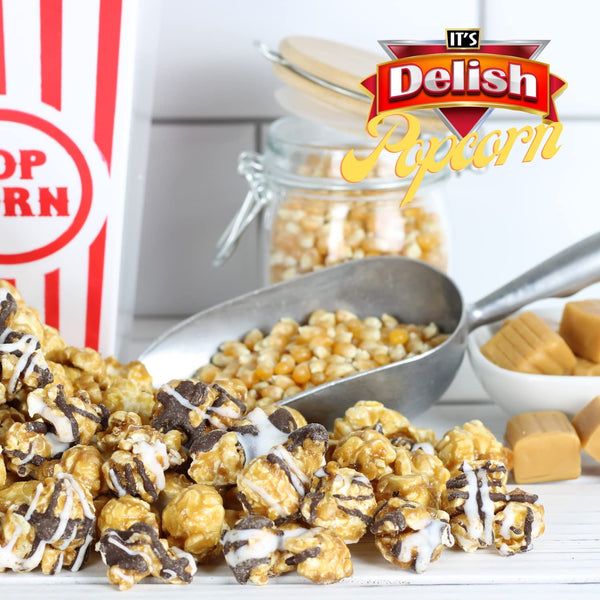 Chocolate Drizzle Zigzag Popcorn | Its Delish