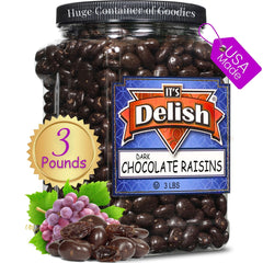 Dark Chocolate Covered Raisins | 3 Lbs Jumbo Container