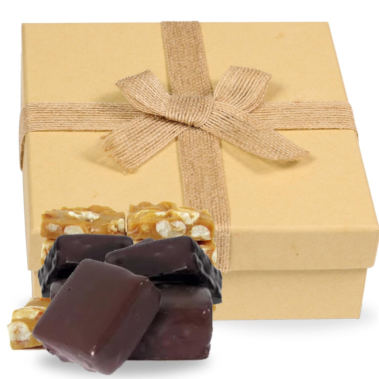 Gourmet Dark Chocolate Covered Peanut Brittle Gift Box  16 Oz
