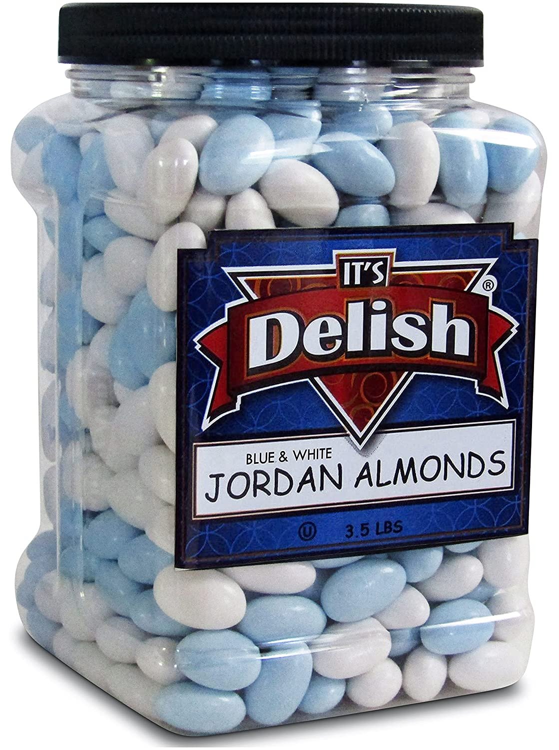 Blue and White Jordan Almonds Mix, 3.5 lbs Jumbo Container
