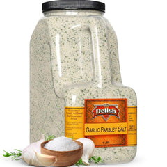 Garlic Parsley Salt by It's Delish – 6 LBS Bulk Restaurant Gallon Jug with Handle | Premium Salt, Garlic & Parsley Blend for Garlic Bread, Steak, Fries, Pasta & Italian Cooking – Kosher