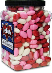 Red Pink & White Jordan Almonds Mix  3.5 LBS Jumbo Container