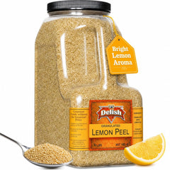 Dried Lemon Peel by It's Delish – 6 LBS Bulk Restaurant Gallon Jug | Granulated Citrus Zest for Baking, Lemon Bars, Tea Blends, Marinades & Cocktails – All Natural, Kosher Pareve