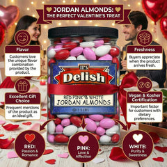 Red Pink & White Jordan Almonds Mix | 3.5 LBS Jumbo Container