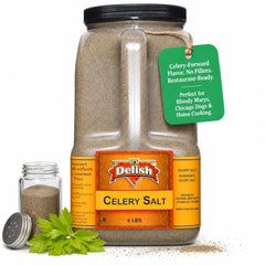 Celery Salt by It's Delish – 6 LBS Bulk Restaurant Gallon Jug with Handle | Premium Celery Seed & Sea Salt Blend for Bloody Mary, Hot Dogs, Coleslaw, Deviled Eggs & Old Bay Cooking – Kosher