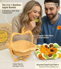 Dried Fruit Gift Basket – Bamboo Wood 3-in-1 Gift