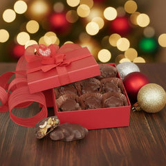 Chocolate Caramel Rice Crispies Clusters Red Gift Box - by It's Delish | 12 OZ Premium Dark Chocolate Covered Crips Rice Nuts with Carmel Cluster without Nuts | Christmas Gifts Box of Chocolates Candy Turtles β Vegan, Kosher