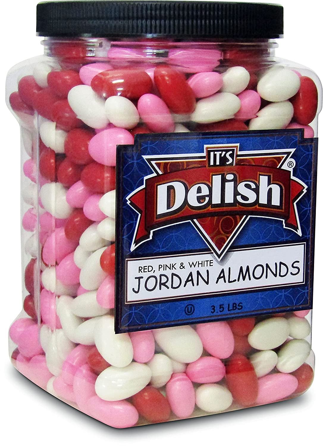 Red Pink & White Jordan Almonds Mix  3.5 LBS Jumbo Container