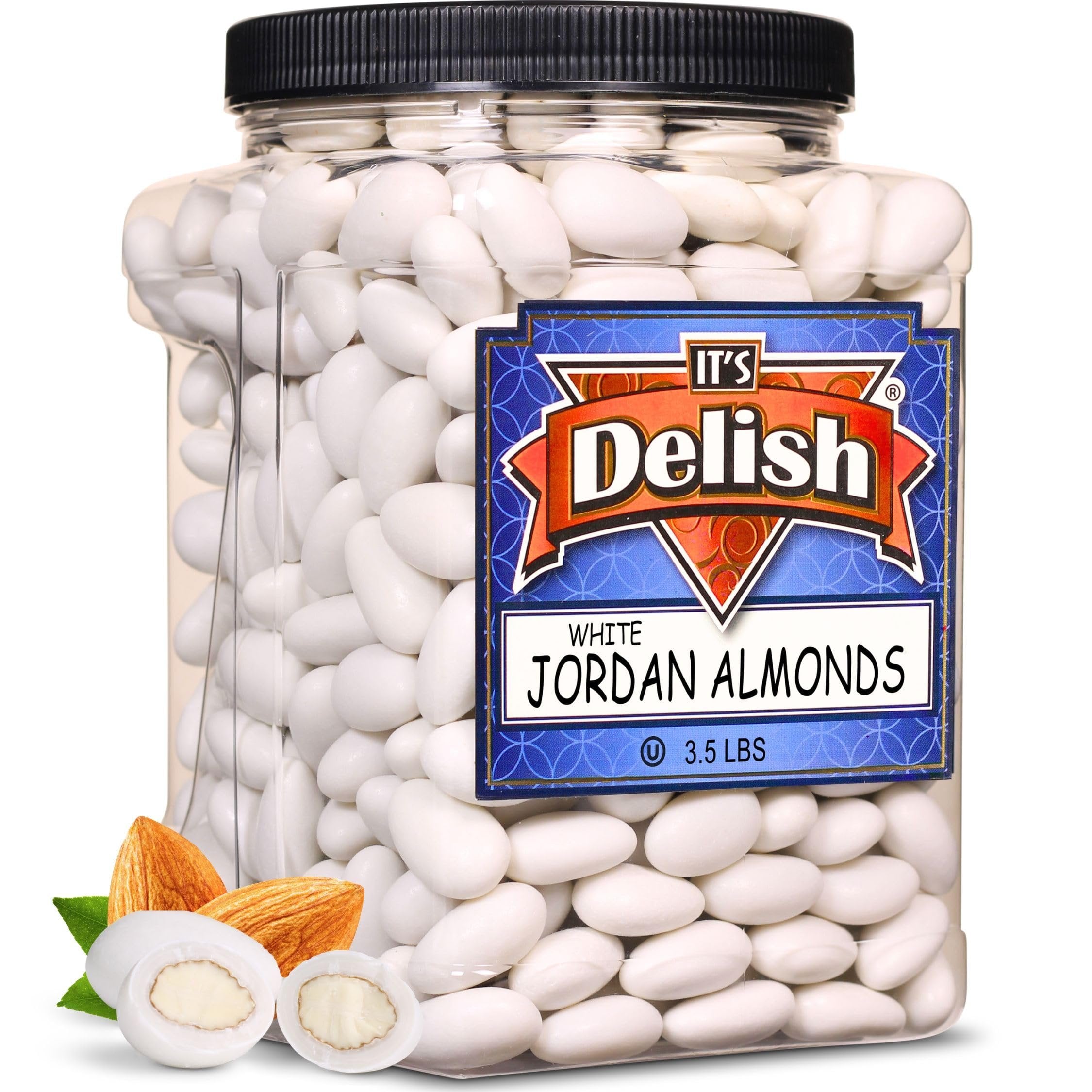 White Jordan Almonds 3.5 Lbs Jumbo Container