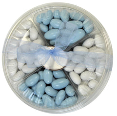 It's A Boy! Jordan Almond Gift Tray (Pastel Blue & White, 4 Section) - Its Delish
