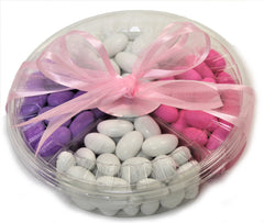 It's A Girl! Jordan Almond Gift Tray (Pastel Pink, White and Lavender, 4 Section) - Its Delish
