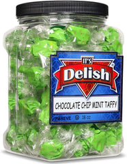 Mint Chocolate Chip Taffy Candy Chews– 18 Oz Jumbo  Jar