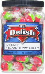 Red Strawberry Flavored Taffy Chews   – 18 Oz Jumbo  Jar