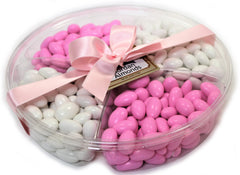 It's A Girl! Jordan Almond Gift Tray (Pastel Pink & White, Large 4 Section)