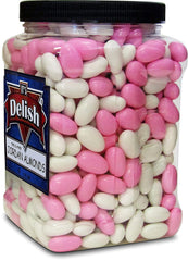 Pink and White Jordan Almonds Mix , 3.5 lbs Jumbo Container