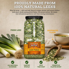 Dehydrated Leek Flakes by It's Delish – 3 LBS Restaurant Gallon Jug with Handle | Premium Dried Leeks for French Onion Soup, Quiche, Potato Soup, Stocks & Stir-Fry – All Natural, Kosher