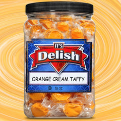 Halloween Orange Cream Taffy Chews  18 OZ  Jumbo Container Jar