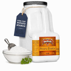 Potato Starch by It's Delish – 6 LBS Bulk Restaurant Gallon Jug with Handle | Premium Fine Ground Starch for Passover Baking, Gluten-Free Cooking, Thickening Sauces & Frying – Kosher