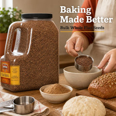 Brown Flax Seeds by It's Delish – 6 LBS Bulk Restaurant Gallon Jug with Handle | Premium Whole Flaxseed for Smoothies, Baking, Granola, Bread & Egg Replacer – All Natural, Kosher, Vegan