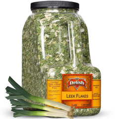 Dehydrated Leek Flakes by It's Delish – 3 LBS Restaurant Gallon Jug with Handle | Premium Dried Leeks for French Onion Soup, Quiche, Potato Soup, Stocks & Stir-Fry – All Natural, Kosher