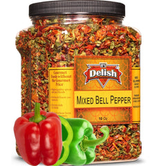 Dehydrated Dried Red and Green Bell Peppers Mix  (1 lb)  Jumbo Jar