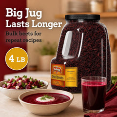 Dehydrated Beet Dices by It's Delish – 4 LBS Restaurant Gallon Jug with Handle | Premium Dried Diced Red Beets for Borscht, Salads, Hummus, Smoothies & Long Term Food Storage – Kosher