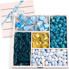 Blue Candy Gift Tray | Wood Gift Basket with Lid