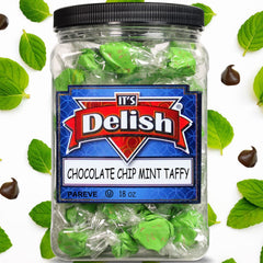 Mint Chocolate Chip Taffy Candy Chews– 18 Oz Jumbo  Jar