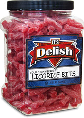 Sweet & Sour Strawberry Licorice Bits , 2.5 LBS Jumbo  Jar