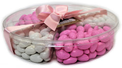 It's A Girl! Jordan Almond Gift Tray (Pastel Pink & White, Large 4 Section)