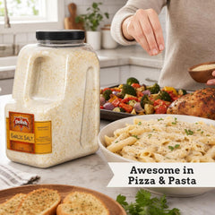 Garlic Salt by It's Delish – 6 LBS Bulk Restaurant Gallon Jug with Handle | Premium Garlic Powder & Sea Salt Blend for BBQ Rubs, Steak, Garlic Bread, Fries & Everyday Seasoning – Kosher