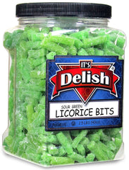 Sour Apple Green Licorice Bits  2.5 LBS (40 Oz) Jumbo Container Jar