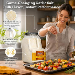 Garlic Salt by It's Delish – 6 LBS Bulk Restaurant Gallon Jug with Handle | Premium Garlic Powder & Sea Salt Blend for BBQ Rubs, Steak, Garlic Bread, Fries & Everyday Seasoning – Kosher