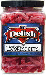 Sweet & Sour Strawberry Licorice Bits , 2.5 LBS Jumbo  Jar