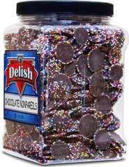 Rainbow Nonpareils Dark Chocolate Discs   2.5 Lbs Jumbo jar