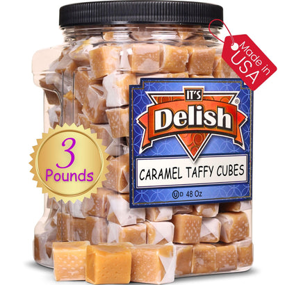 Vanilla Caramel Squares Taffy Candy 3 LBS Jumbo Container