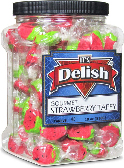 Red Strawberry  Taffy Chews  18 Oz Jumbo  Jar