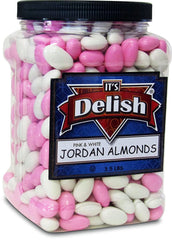 Pink and White Jordan Almonds Mix , 3.5 lbs Jumbo Container